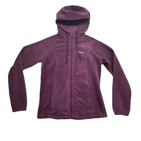 Columbia Jackets & Blazers - Columbia Womens Size M Fleece Full Zip Basic Jacket Hooded Polyester Purple